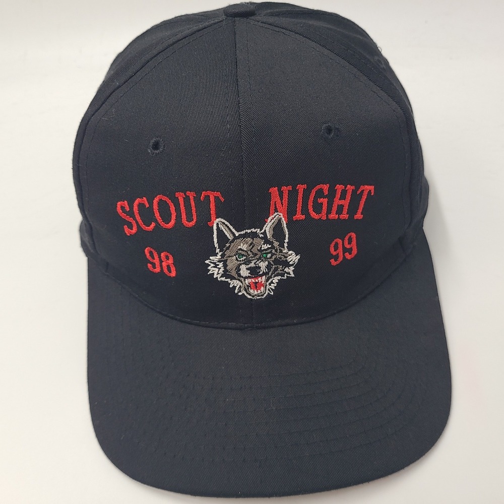 Vintage Chicago Wolves Hat Snapback Black Red AHL IHL Hockey Scout Night 90s Men